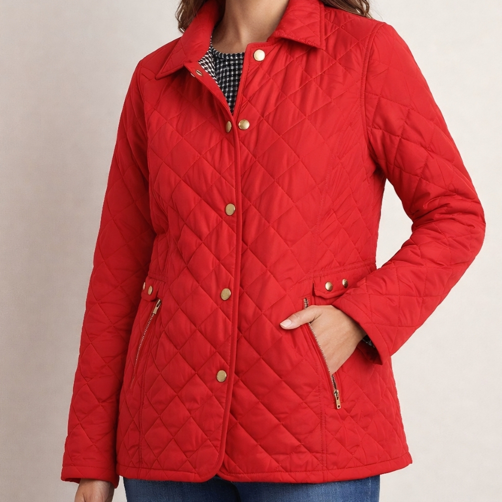 Crown & Ivy Red Quilted Puffer Jacket
